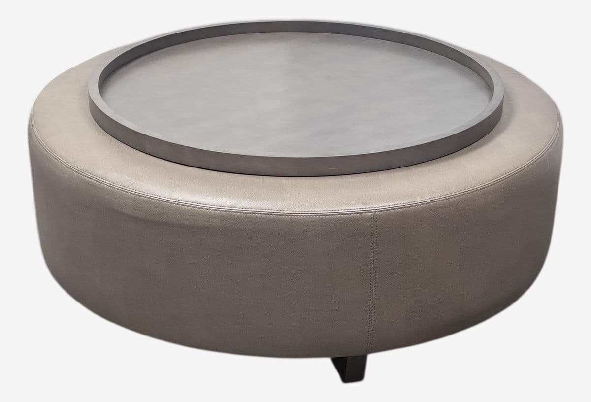 Thayer Coggin Clip Leather Ottoman + Tray Set - Image 1