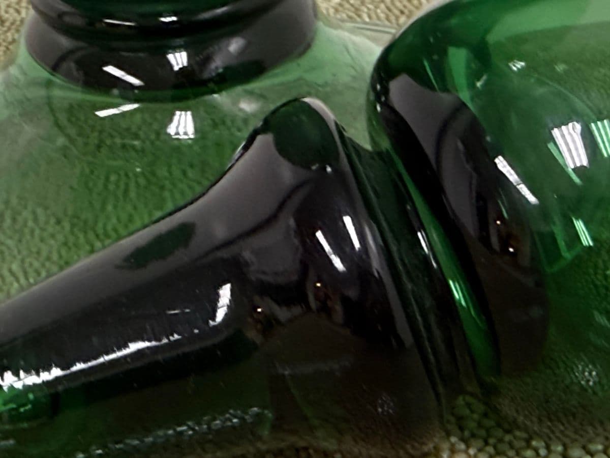 Italian Hand Blown Green Vessel With Stopper - Thumbnail 13