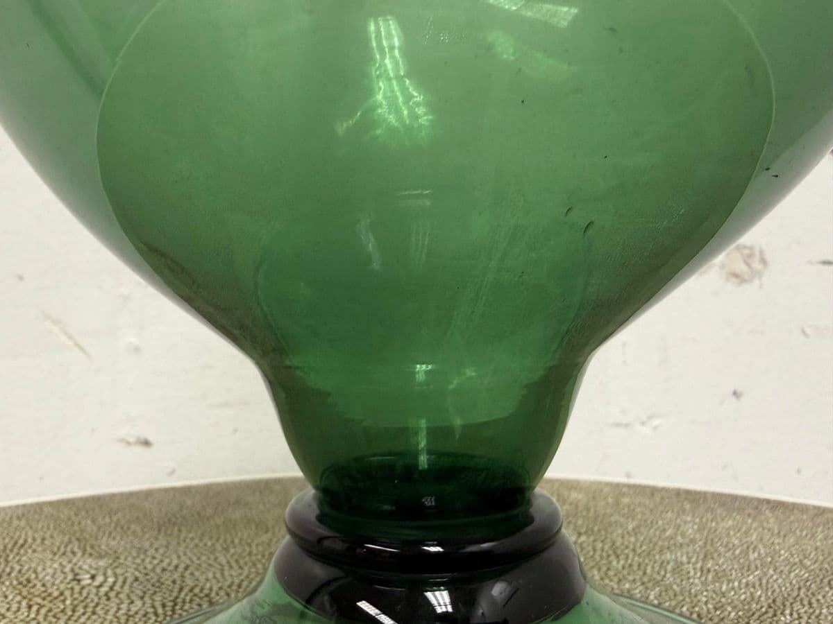 Italian Hand Blown Green Vessel With Stopper - Thumbnail 9