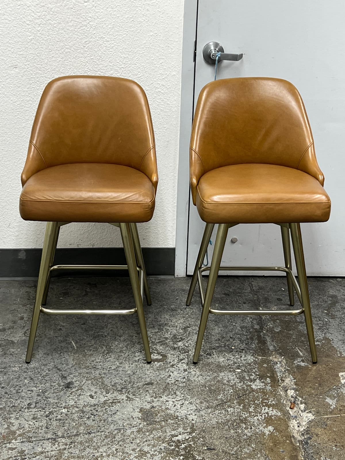 West Elm Mid Century Swivel Counter Stools, Pair - Thumbnail 3