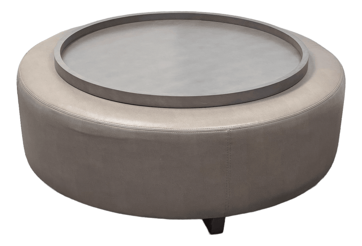 Thayer Coggin Clip Leather Ottoman + Tray Set - Thumbnail 2