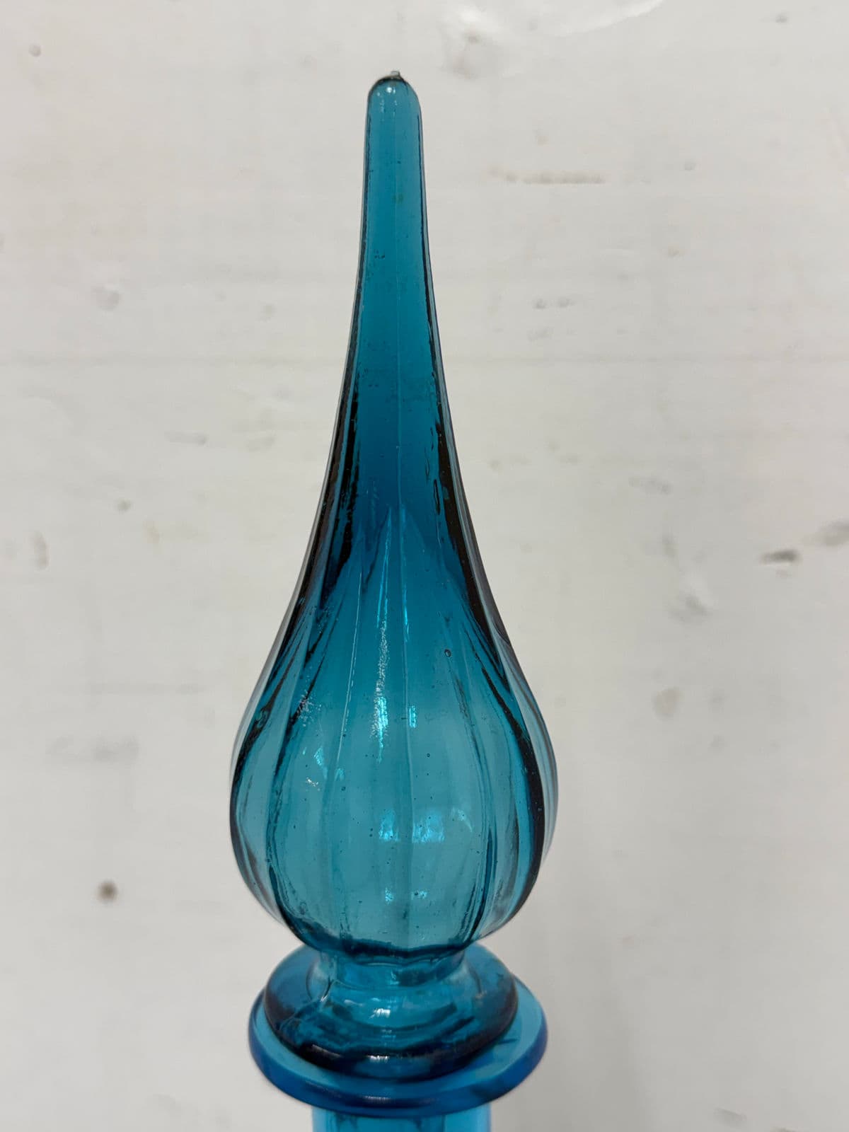 Italian Hand Blown Blue Vessel With Stopper - Thumbnail 7