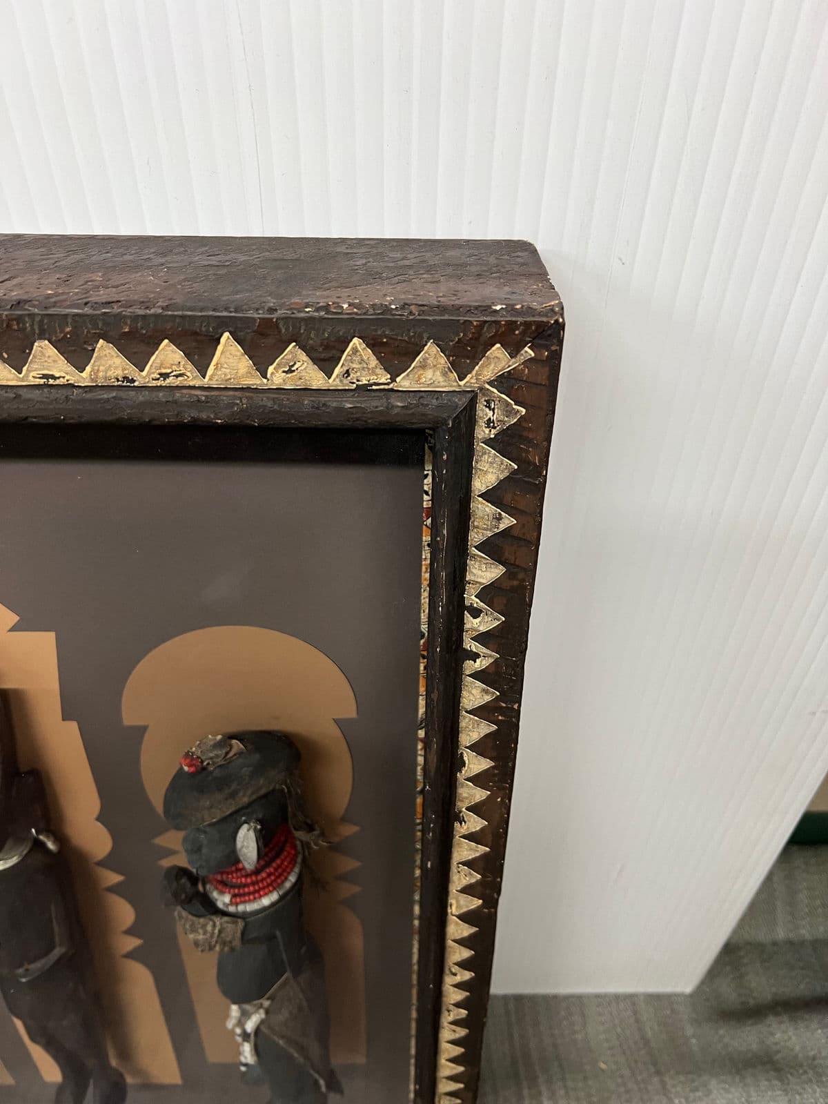 Vintage Collection of African Figures, Mounted and Framed - Thumbnail 12