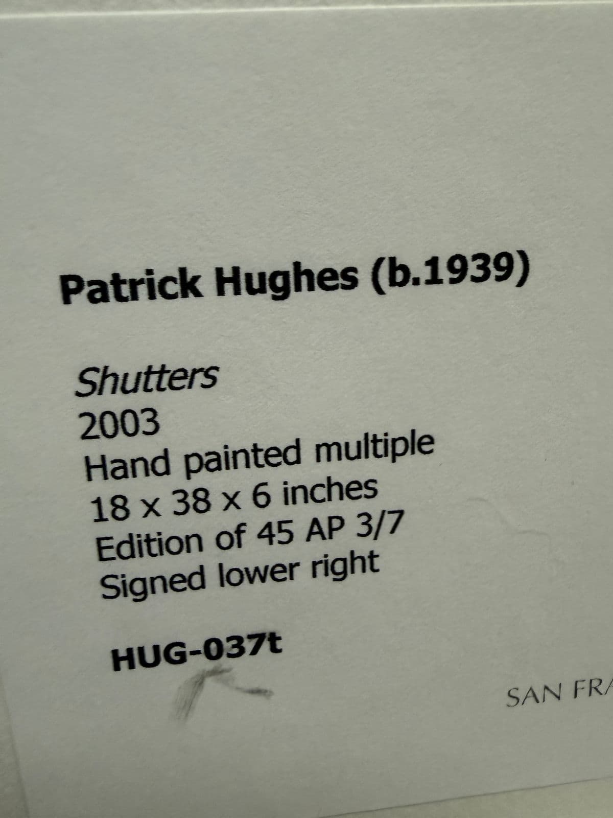 Circa 2003 Patrick Hughes "Shutters" Original Art Work, Signed - Thumbnail 5