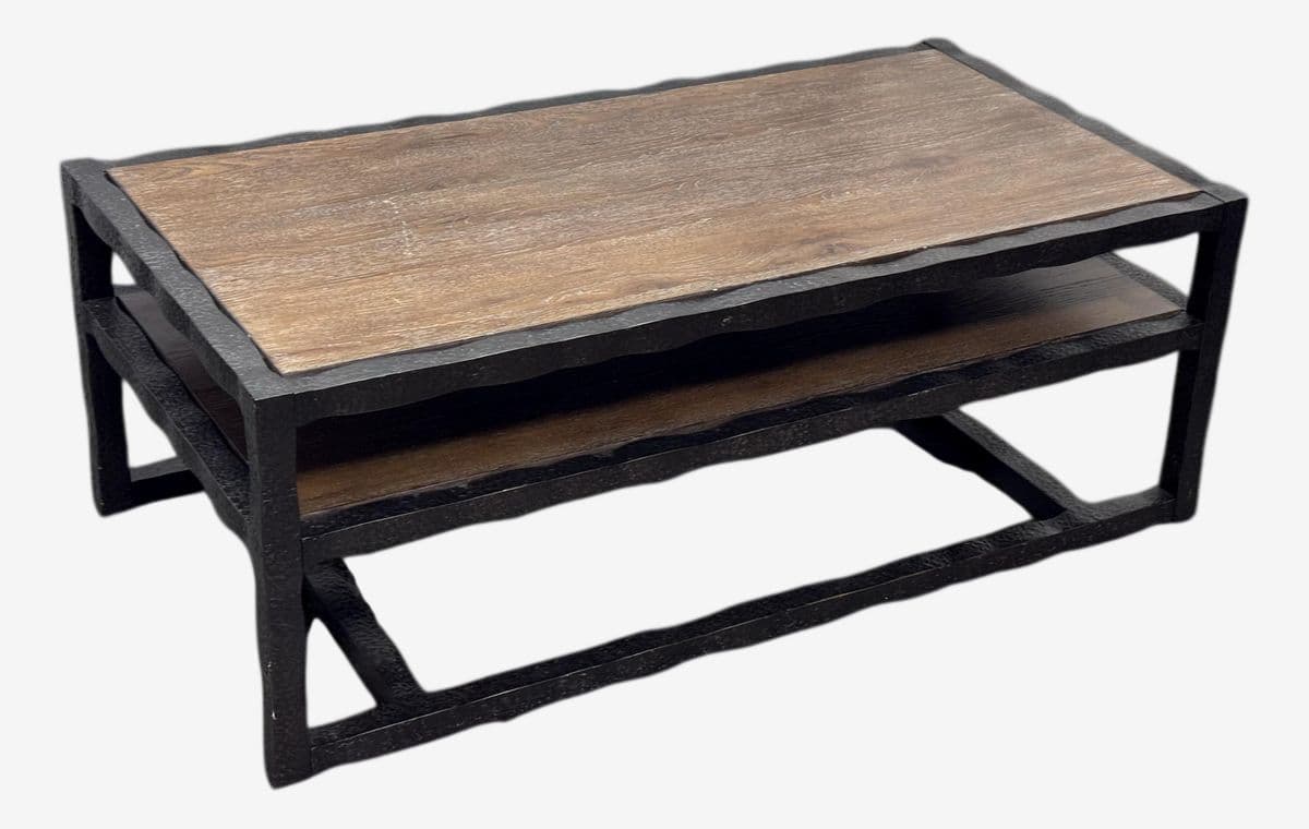 Bassett Furniture Wood + Metal Tiered Coffee Table - Image 1