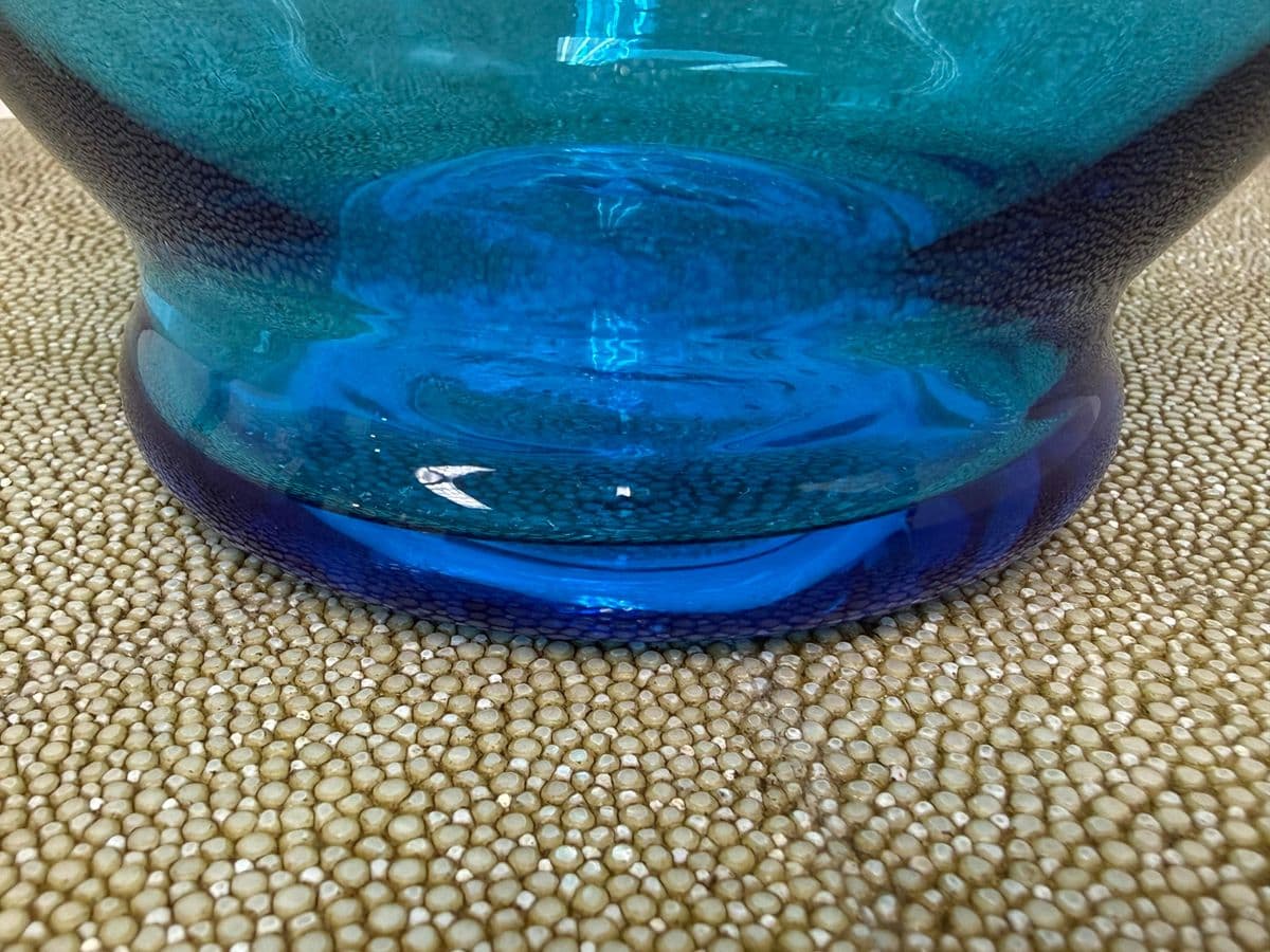 Italian Hand Blown Blue Vessel With Stopper - Thumbnail 11