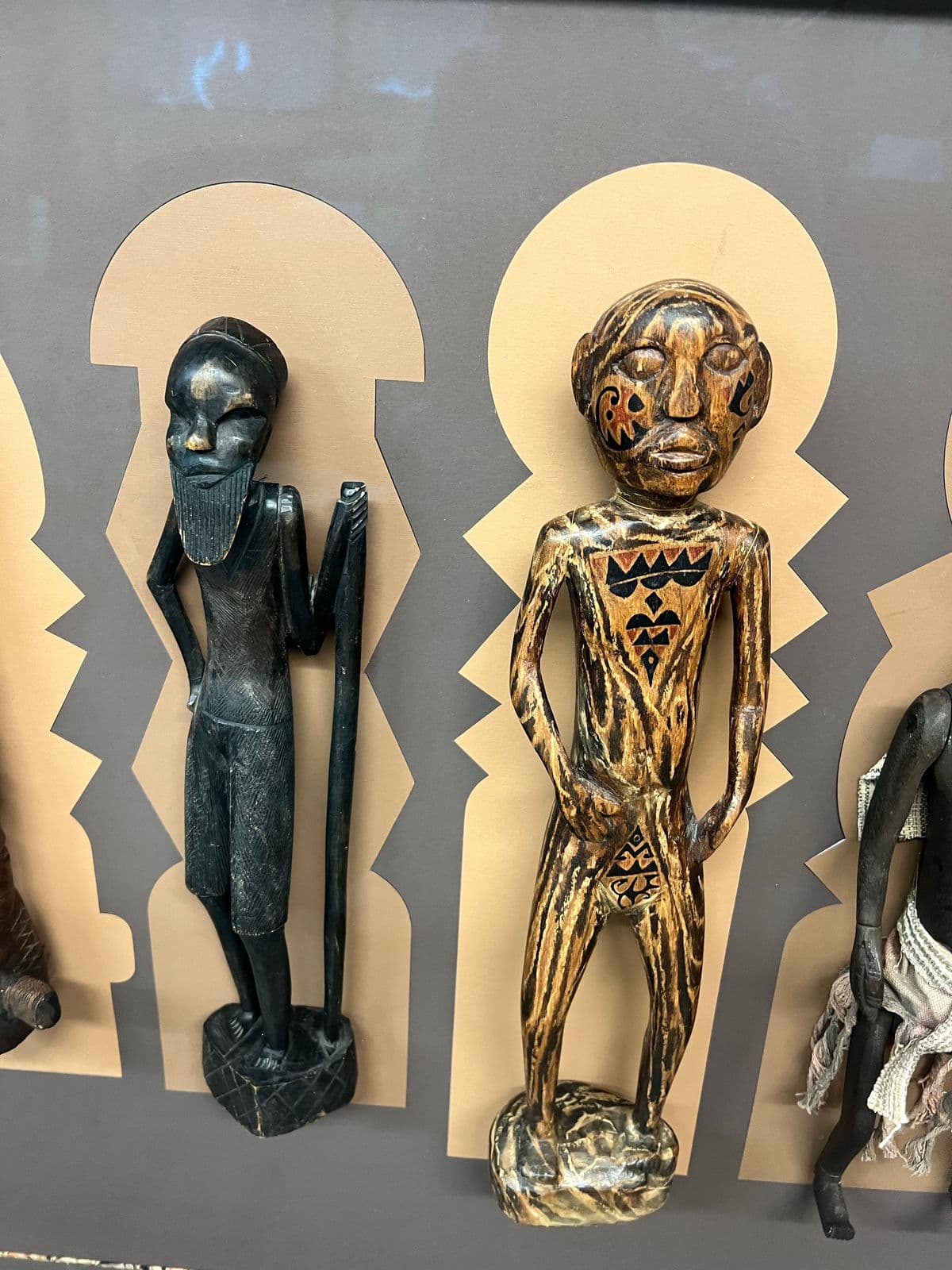 Vintage Collection of African Figures, Mounted and Framed - Thumbnail 9