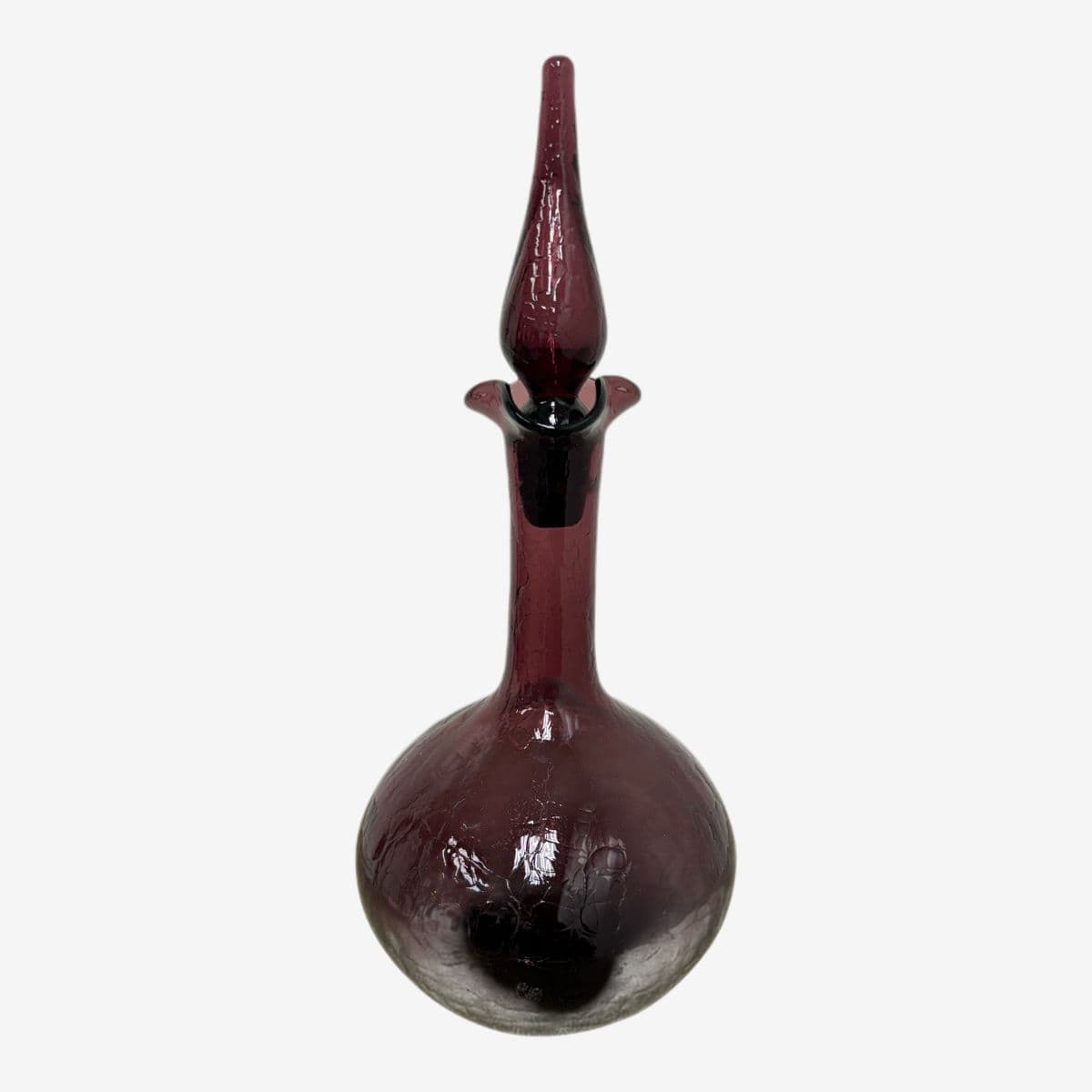 Italian Hand Blown Plum Vessel With Stopper - Image 1