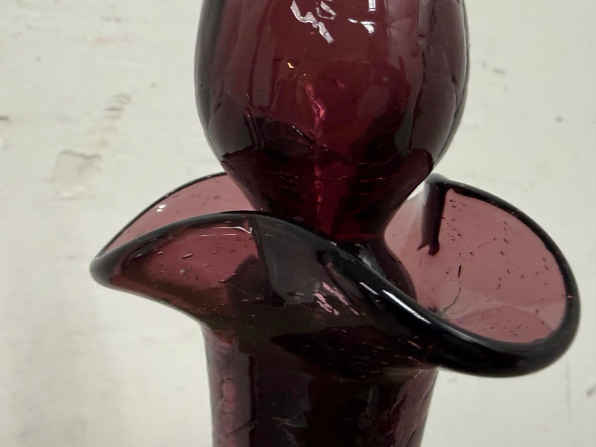 Italian Hand Blown Plum Vessel With Stopper - Thumbnail 10