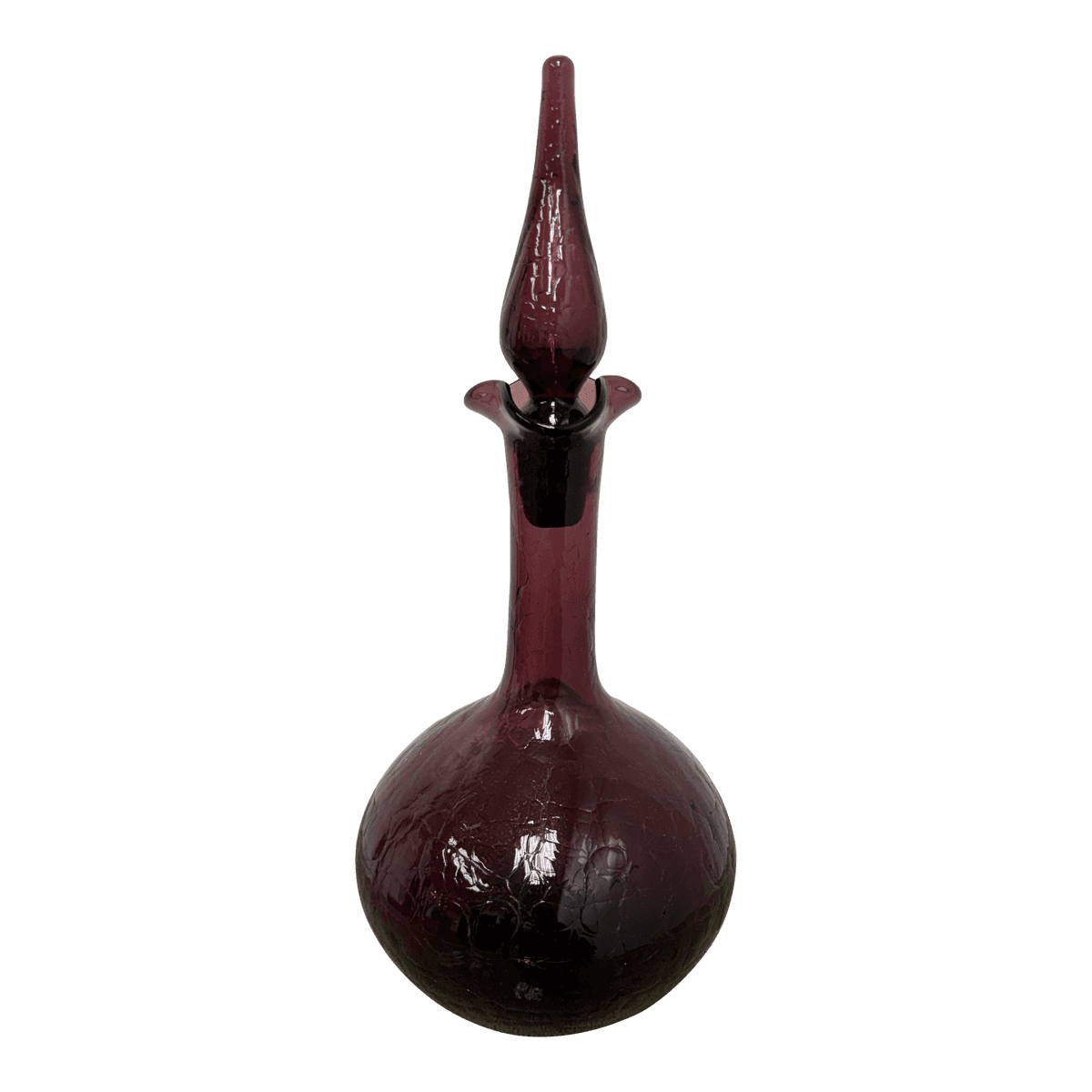 Italian Hand Blown Plum Vessel With Stopper - Thumbnail 2