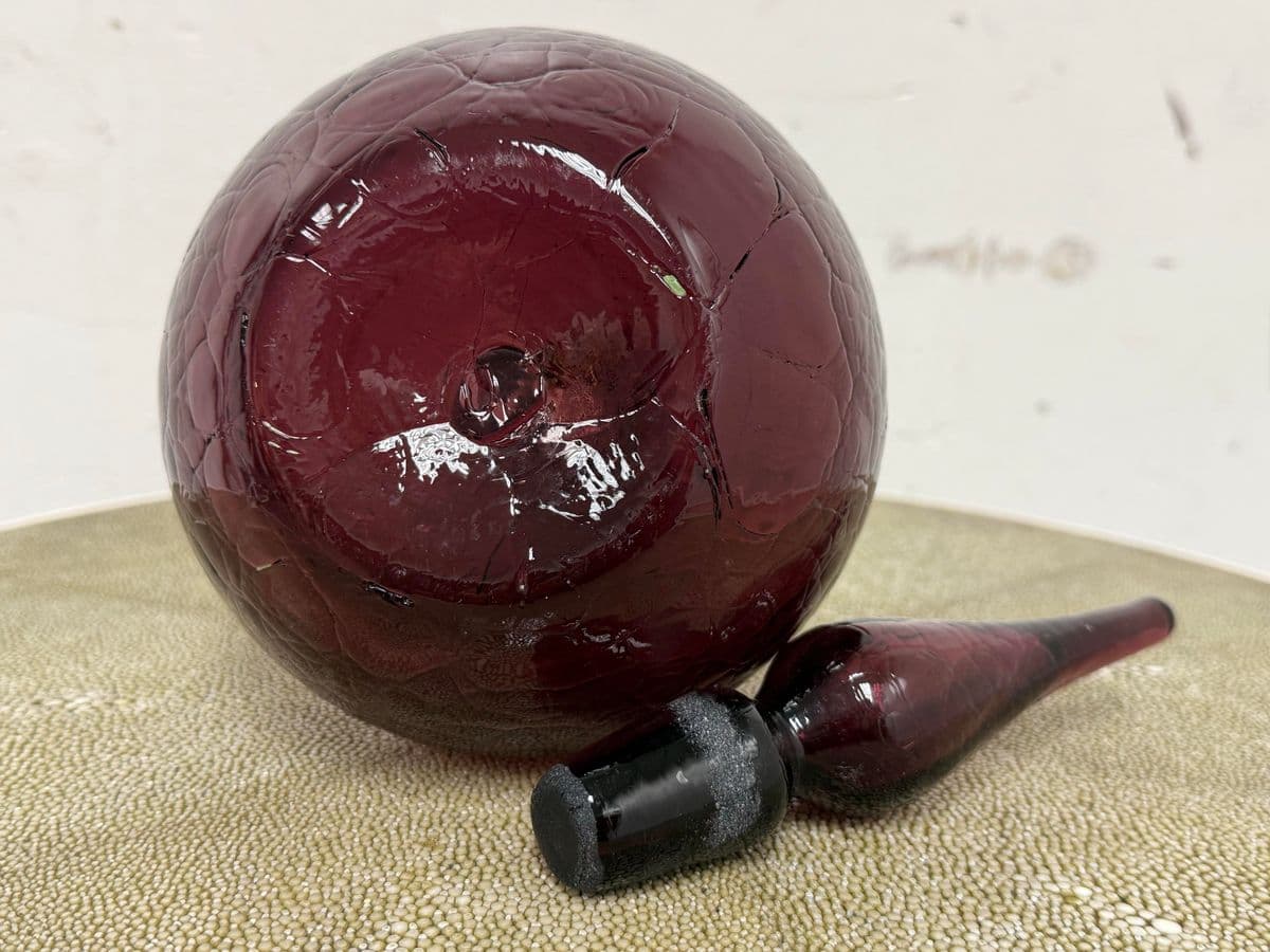 Italian Hand Blown Plum Vessel With Stopper - Thumbnail 5