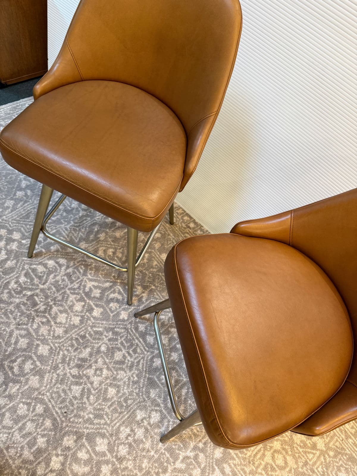 West Elm Mid Century Leather Swivel Counter Stool - Thumbnail 13