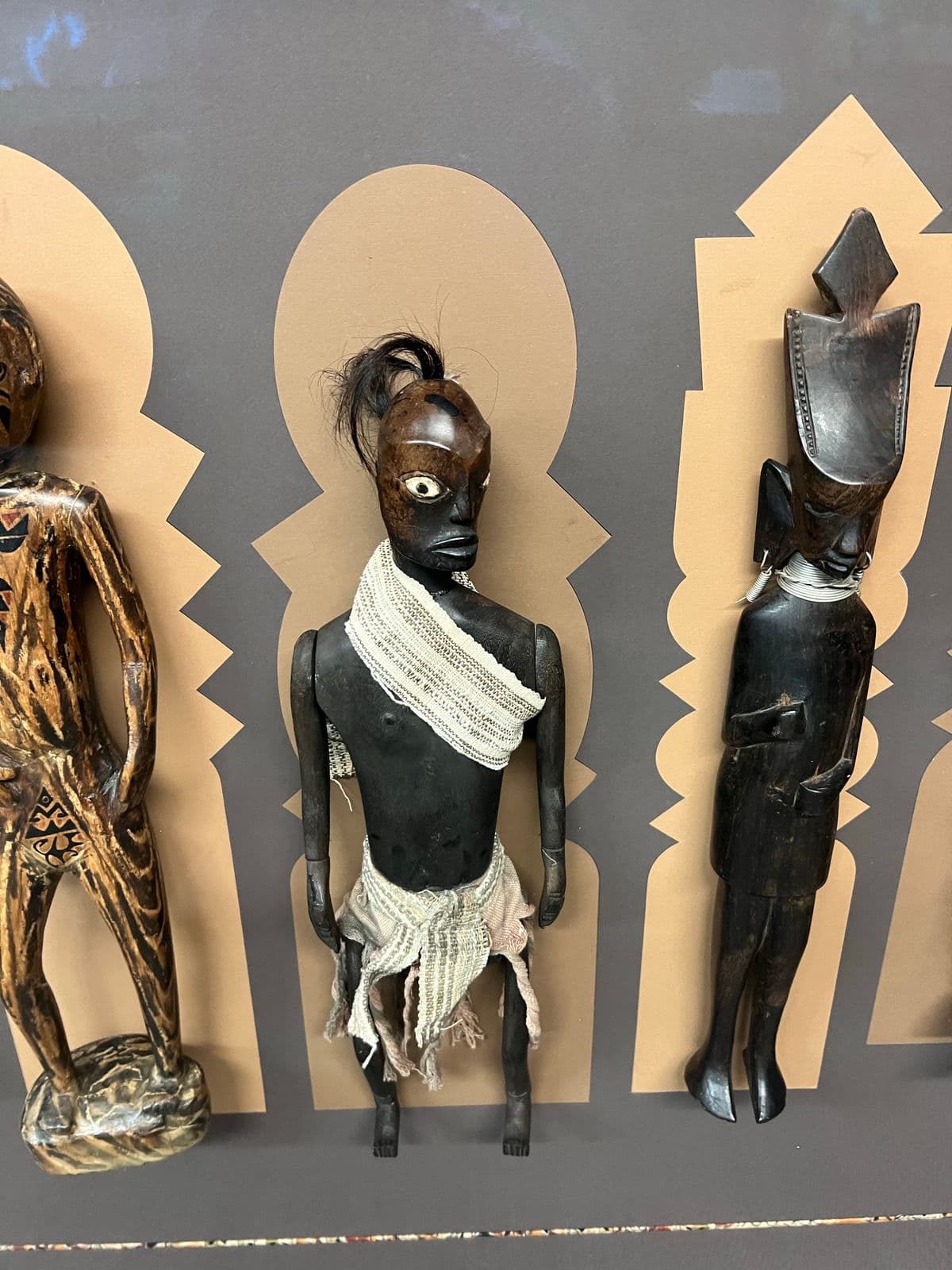 Vintage Collection of African Figures, Mounted and Framed - Thumbnail 10