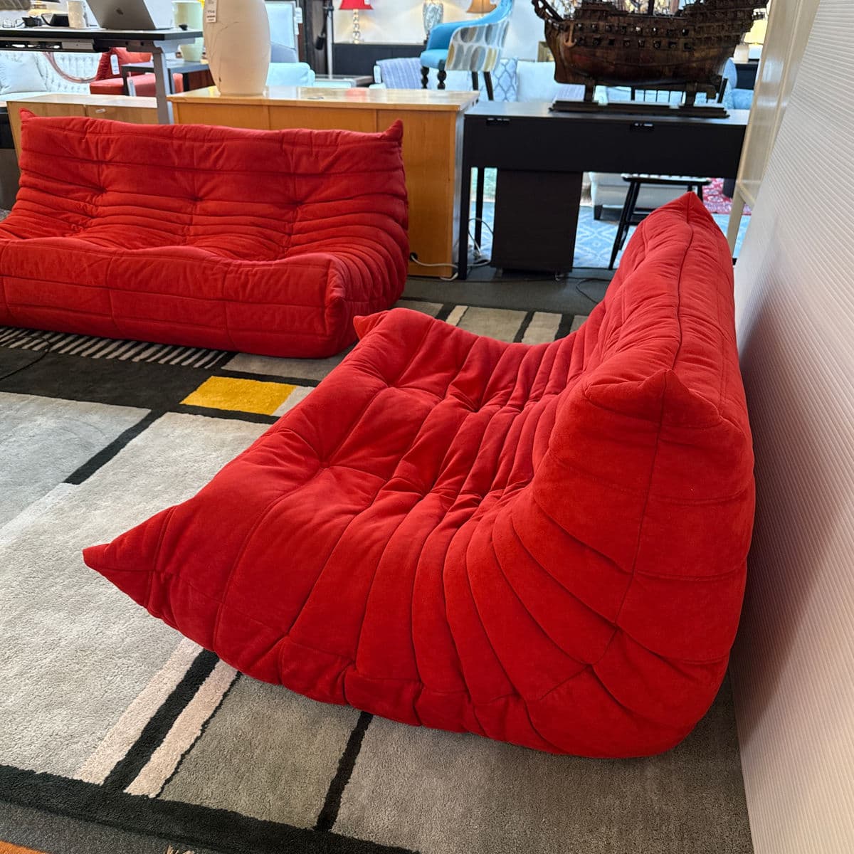 Michel Ducaroy for Ligne Roset Togo Armless Loveseat, Alcantara Goya Red - Thumbnail 13