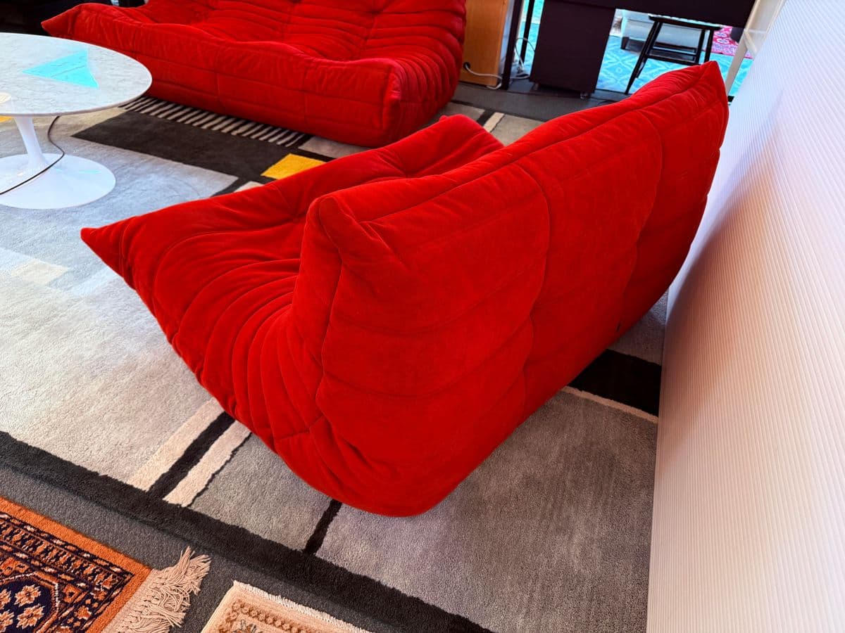 Michel Ducaroy for Ligne Roset Togo Armless Loveseat, Alcantara Goya Red - Thumbnail 7