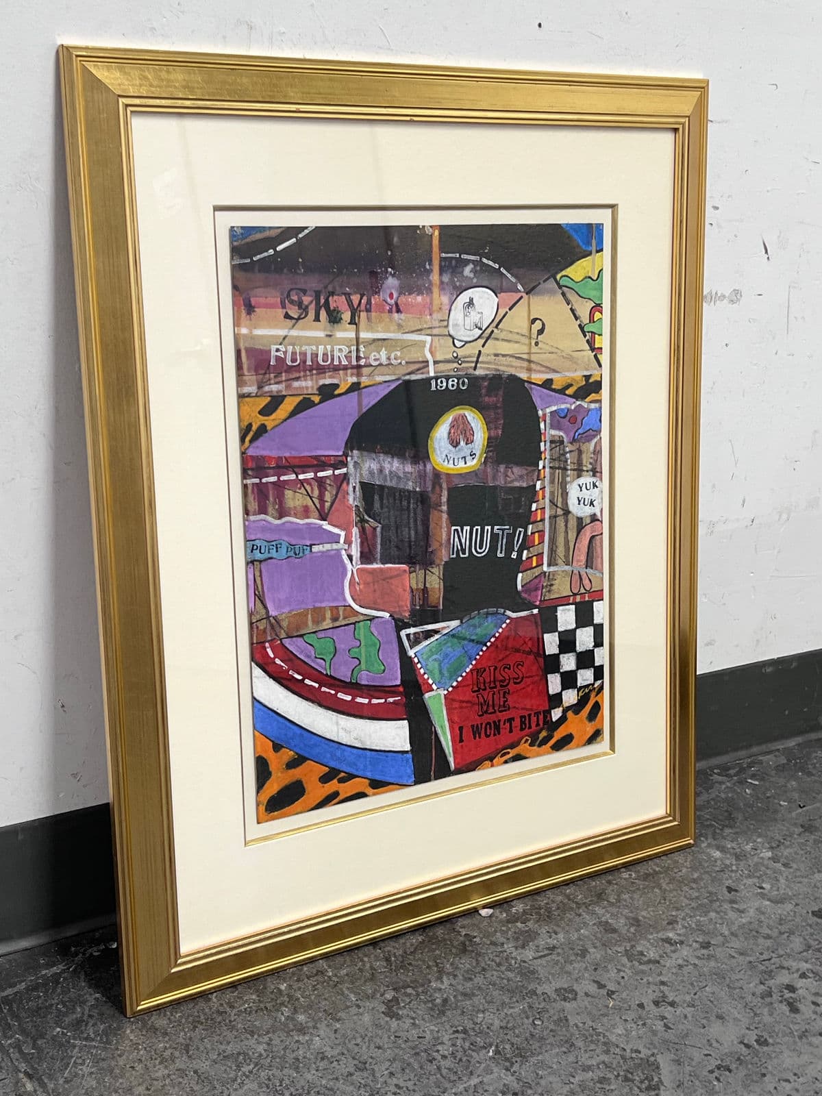 Circa 1965 Richard Merkin "Imaginary Portrait of Michael Frimkiss" Original Mixed Media Art Work, Framed - Thumbnail 4