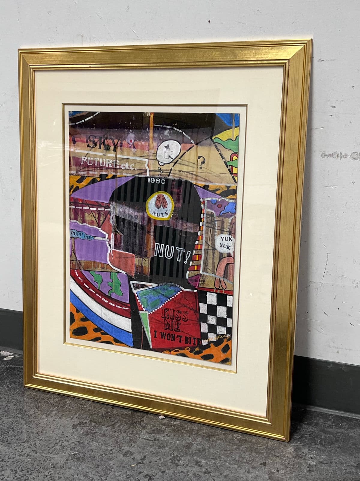 Circa 1965 Richard Merkin "Imaginary Portrait of Michael Frimkiss" Original Mixed Media Art Work, Framed - Thumbnail 3