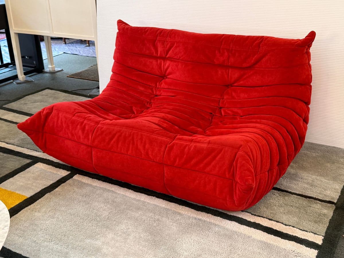 Michel Ducaroy for Ligne Roset Togo Armless Loveseat, Alcantara Goya Red - Thumbnail 9