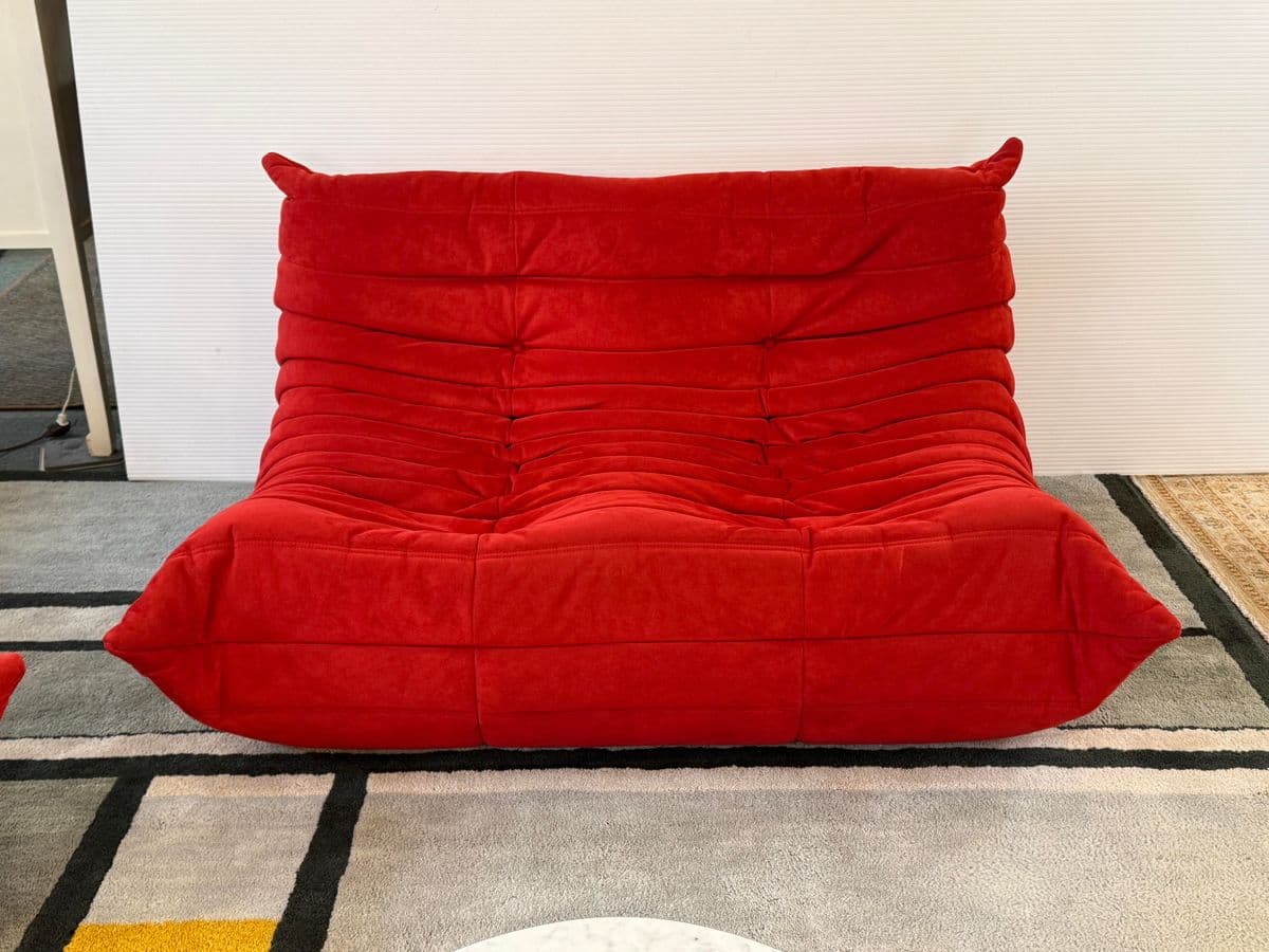 Michel Ducaroy for Ligne Roset Togo Armless Loveseat, Alcantara Goya Red - Thumbnail 3