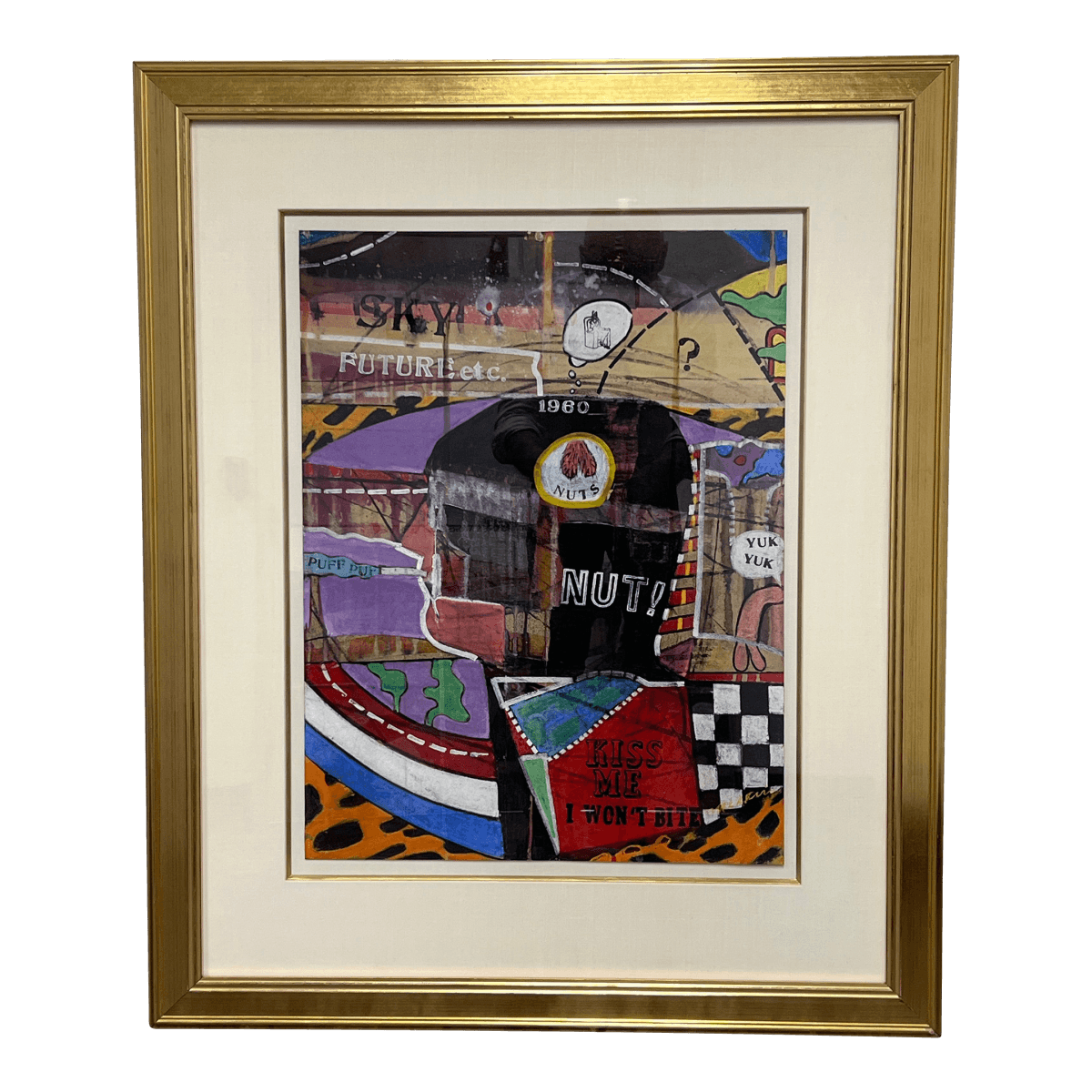 Circa 1965 Richard Merkin "Imaginary Portrait of Michael Frimkiss" Original Mixed Media Art Work, Framed - Thumbnail 2