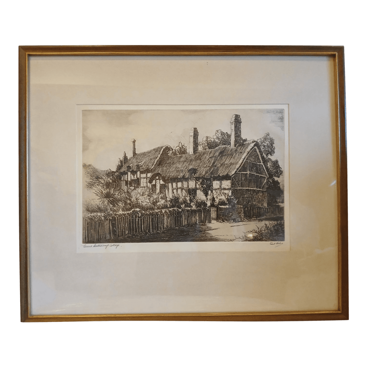 Cecil Forbes for Dickens' Old Curiosity Shop Anne Hathaway's Cottage Etching, Signed - Thumbnail 2
