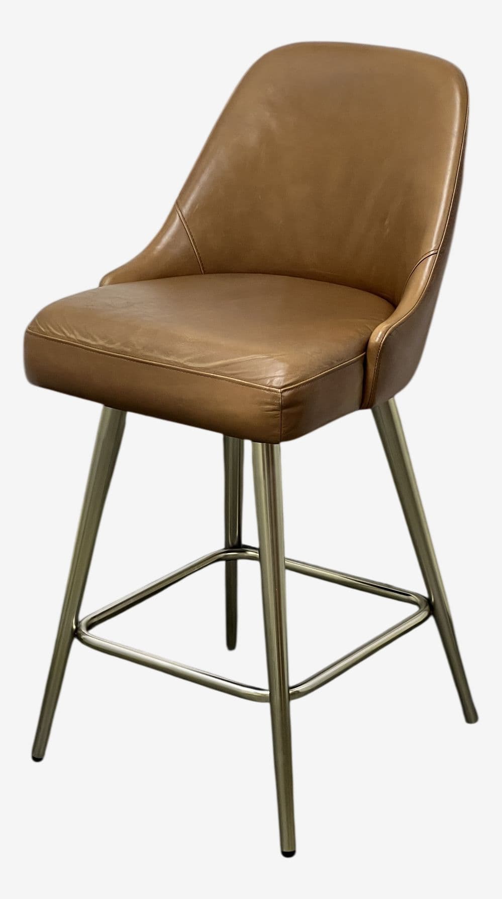 West Elm Mid Century Leather Swivel Counter Stool - Image 1