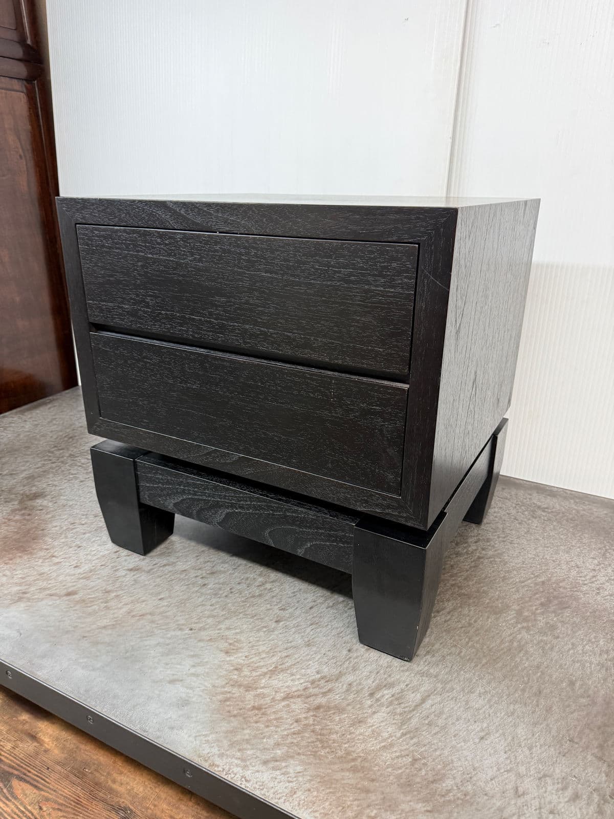 Furniturologie Brooklyn Ebony Oak Wood Nightstand - Thumbnail 6