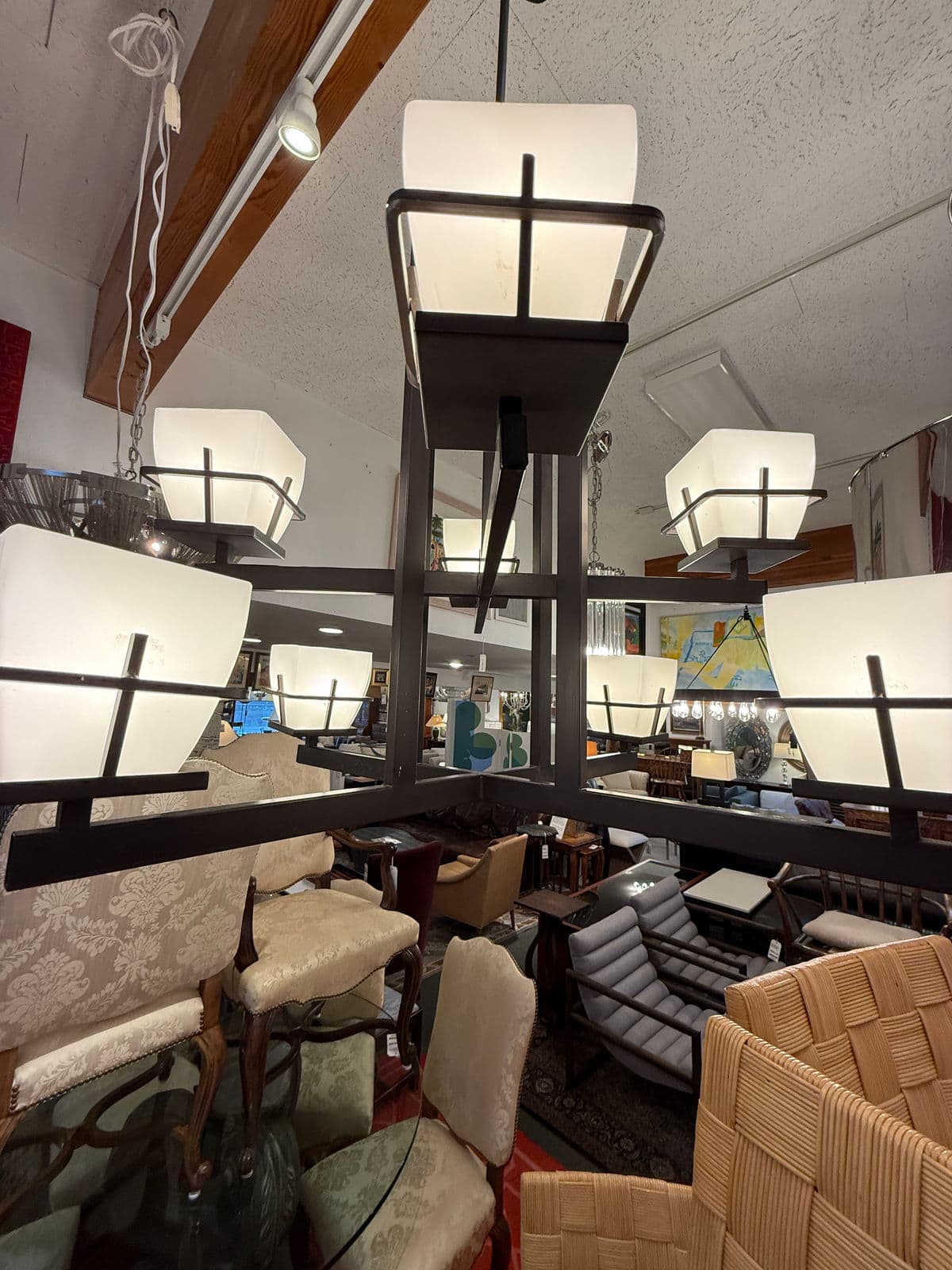 Contemporary Bronze + Glass Chandelier - Thumbnail 12