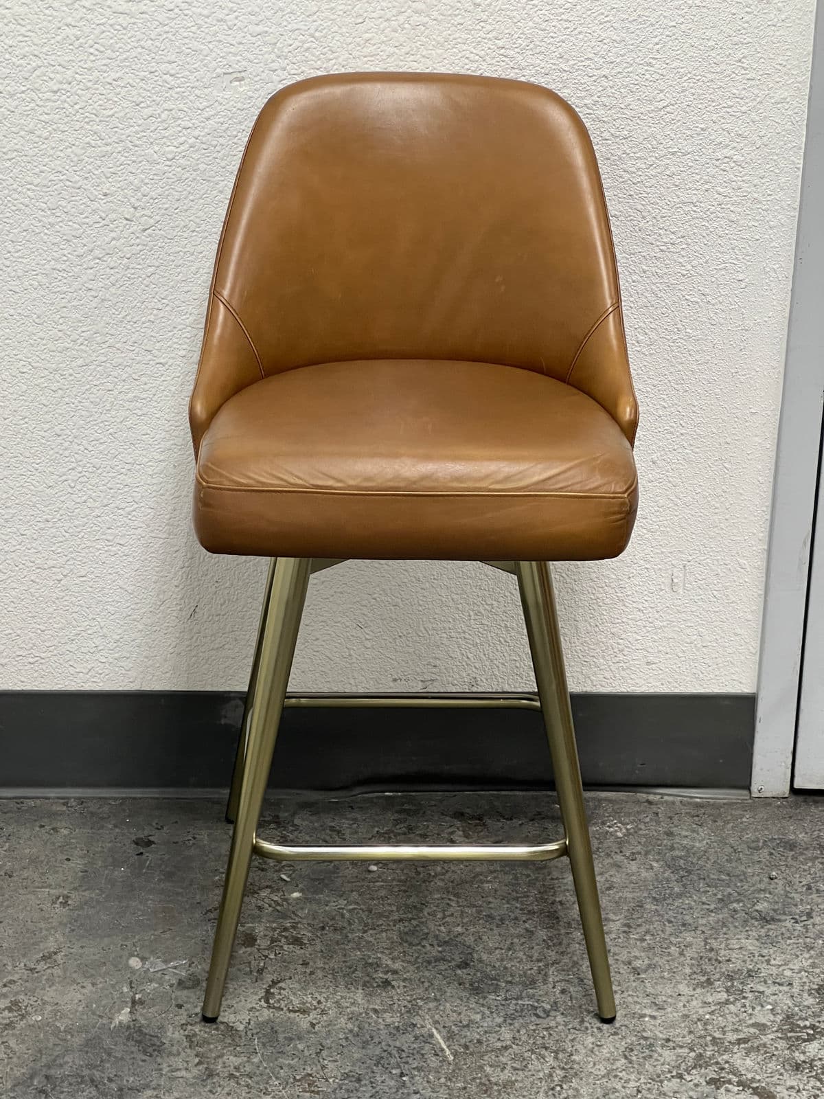 West Elm Mid Century Leather Swivel Counter Stool - Thumbnail 3