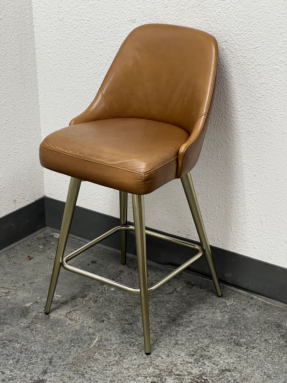West Elm Mid Century Leather Swivel Counter Stool - Thumbnail 5