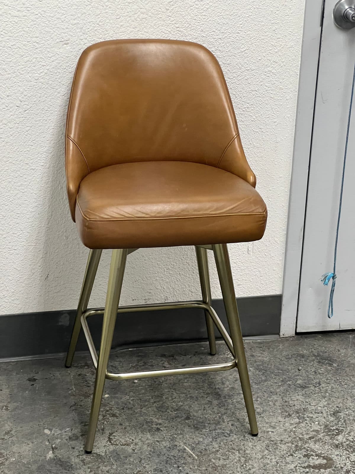 West Elm Mid Century Leather Swivel Counter Stool - Thumbnail 4