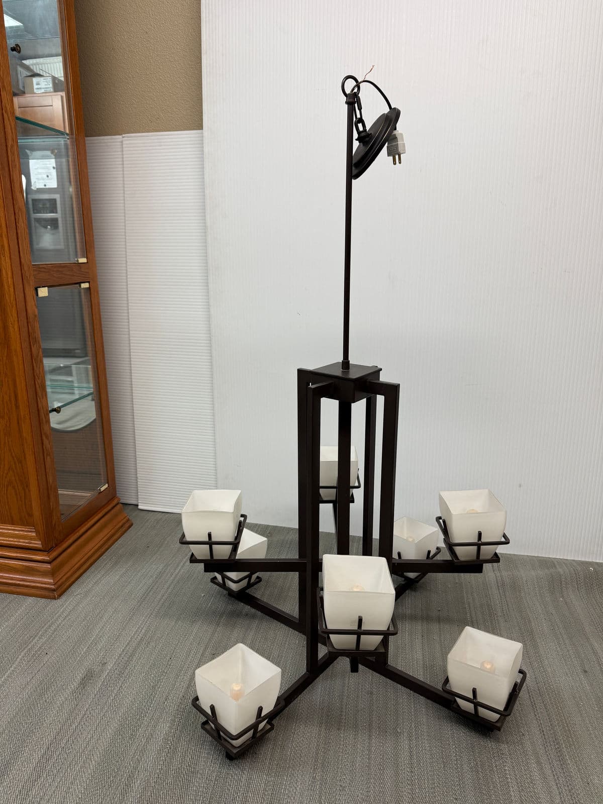 Contemporary Bronze + Glass Chandelier - Thumbnail 3