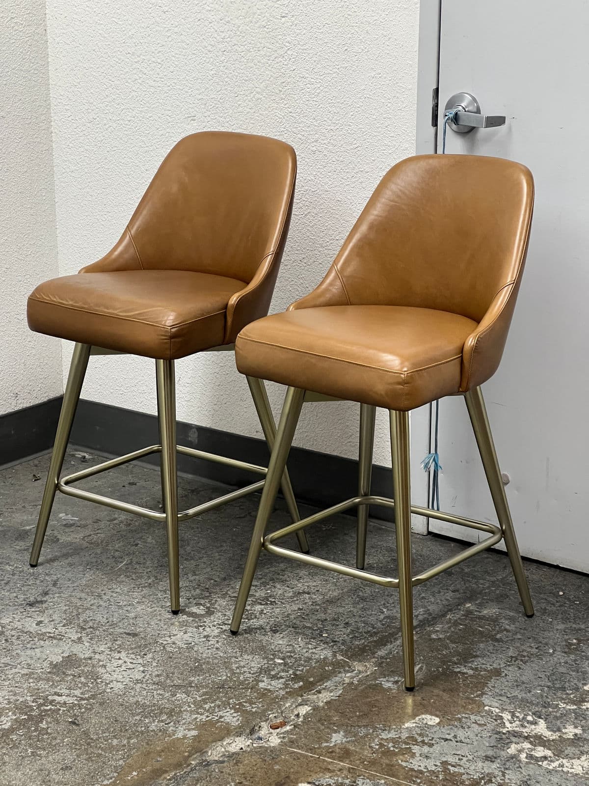 West Elm Mid Century Leather Swivel Counter Stool - Thumbnail 13