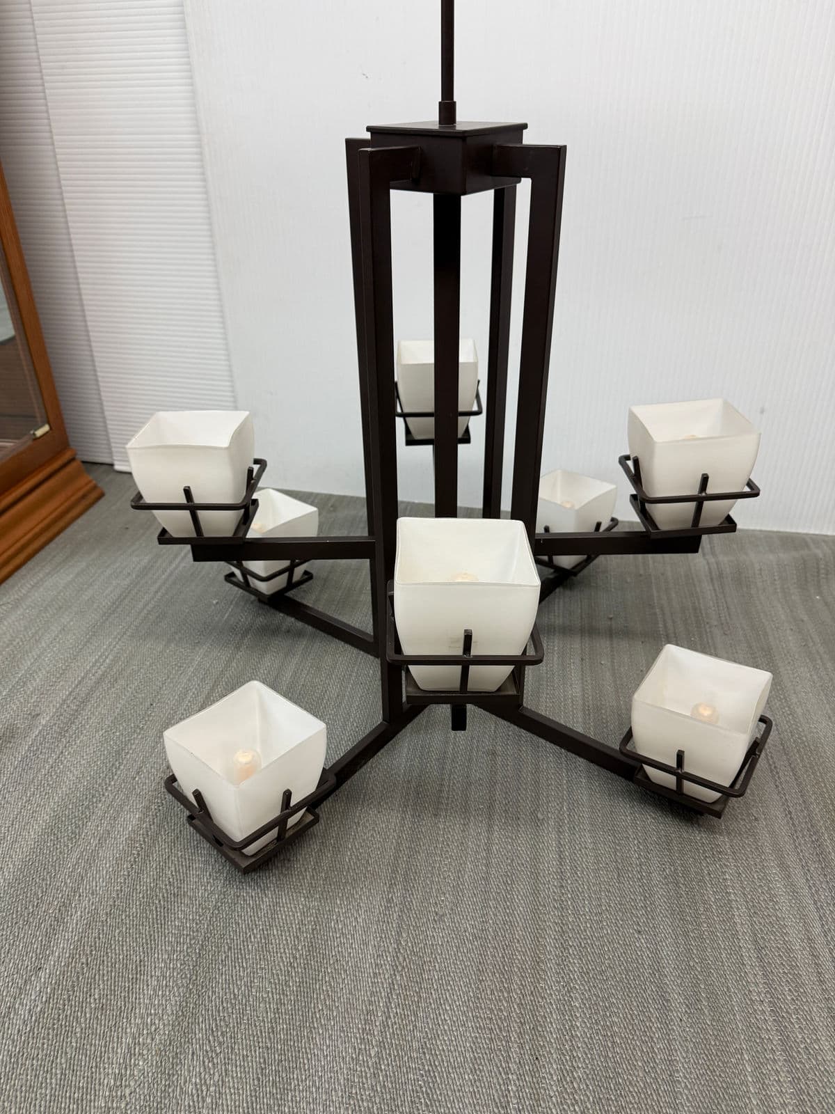 Contemporary Bronze + Glass Chandelier - Thumbnail 4