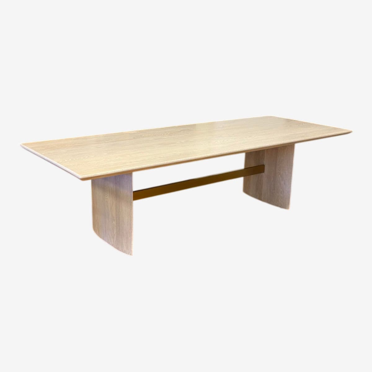 Custom Design Double Pedestal Light Oak Wood Dining Table - Image 1