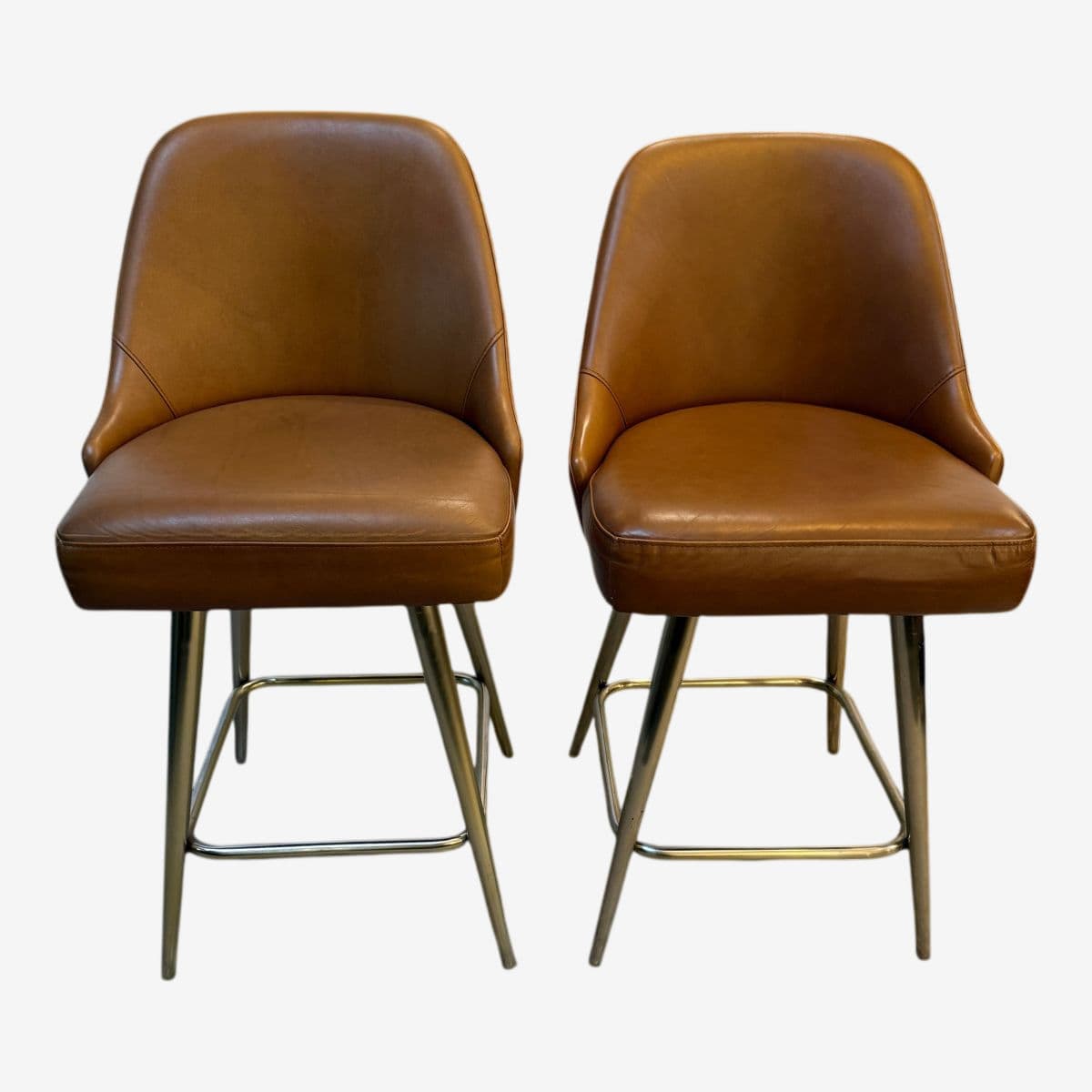 West Elm Mid Century Swivel Counter Stools, Pair - Image 1