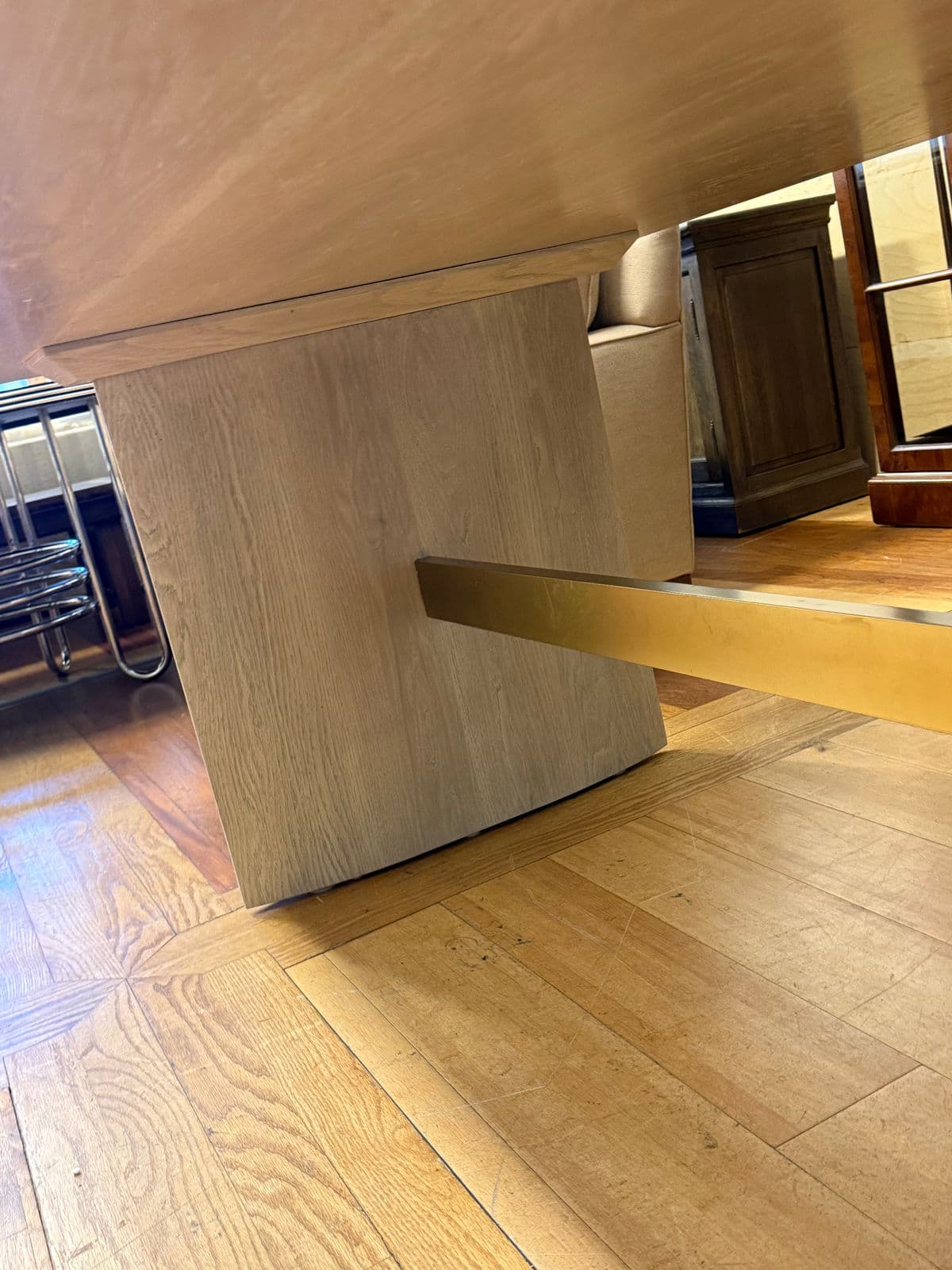 Custom Design Double Pedestal Light Oak Wood Dining Table - Thumbnail 12