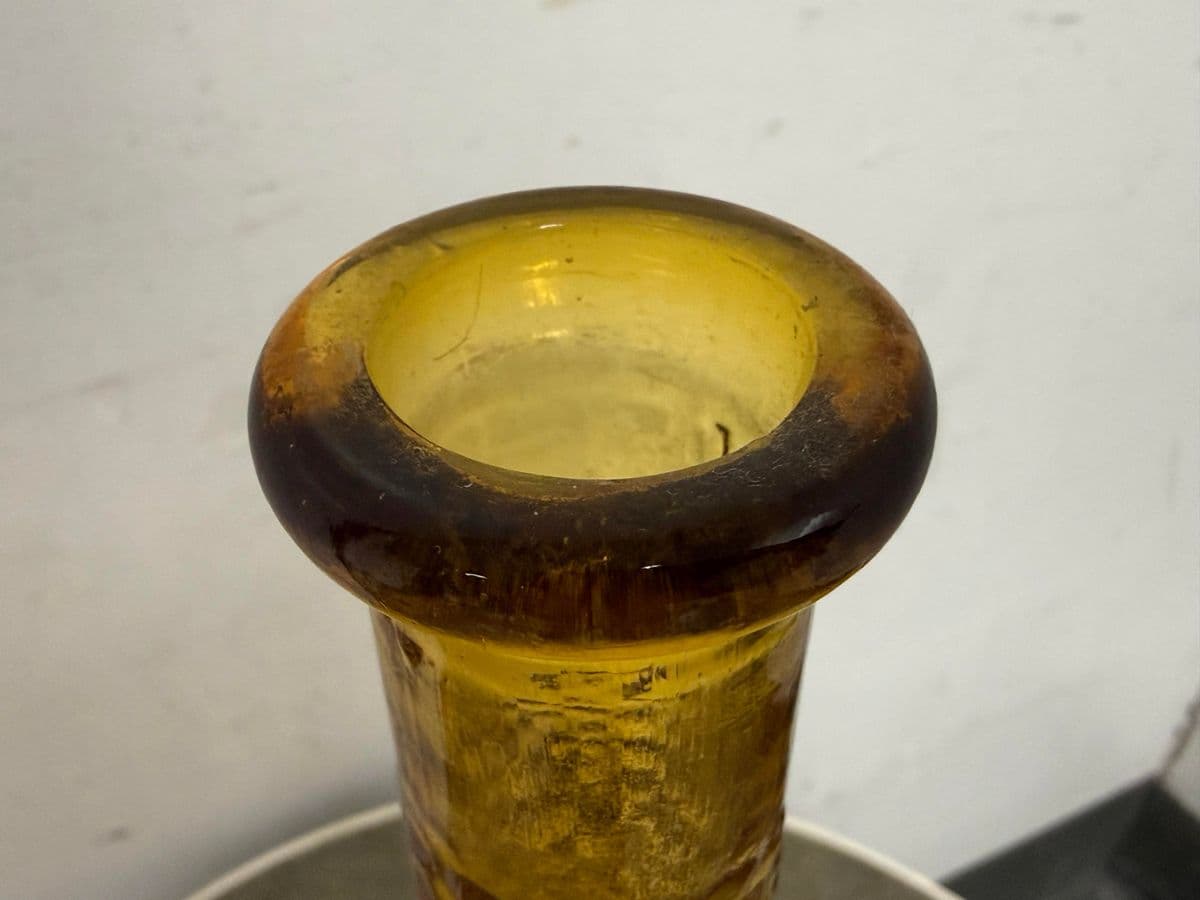 Italian Hand Blown Amber Vessel With Stopper - Thumbnail 7