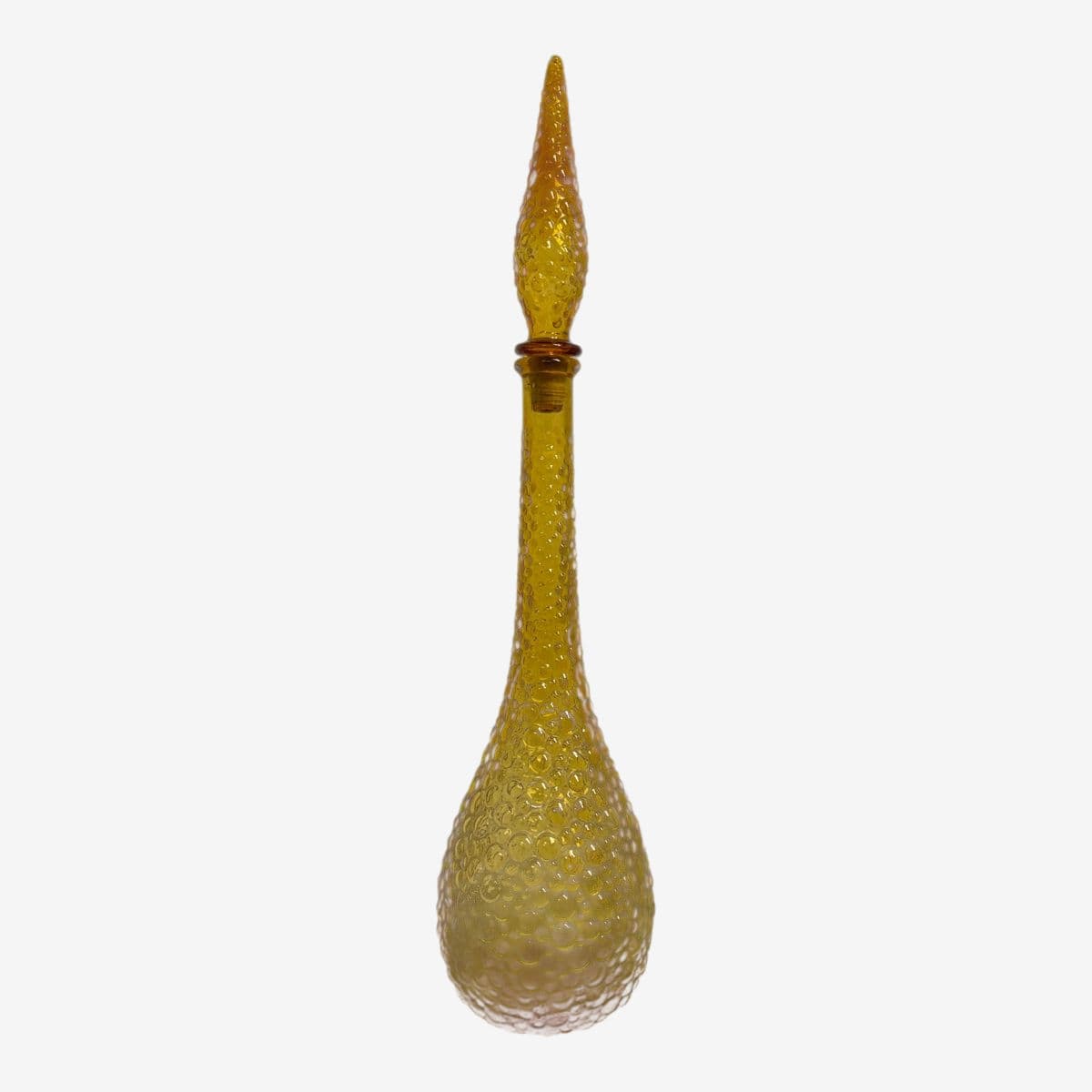 Italian Hand Blown Amber Vessel With Stopper - Image 1