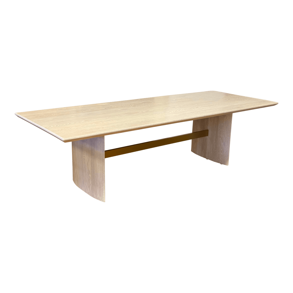 Custom Design Double Pedestal Light Oak Wood Dining Table - Thumbnail 2