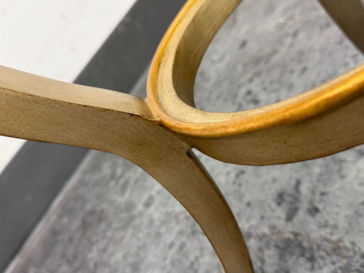 Elle Decor Shaped Metal With Brass Finish Side Table - Thumbnail 8