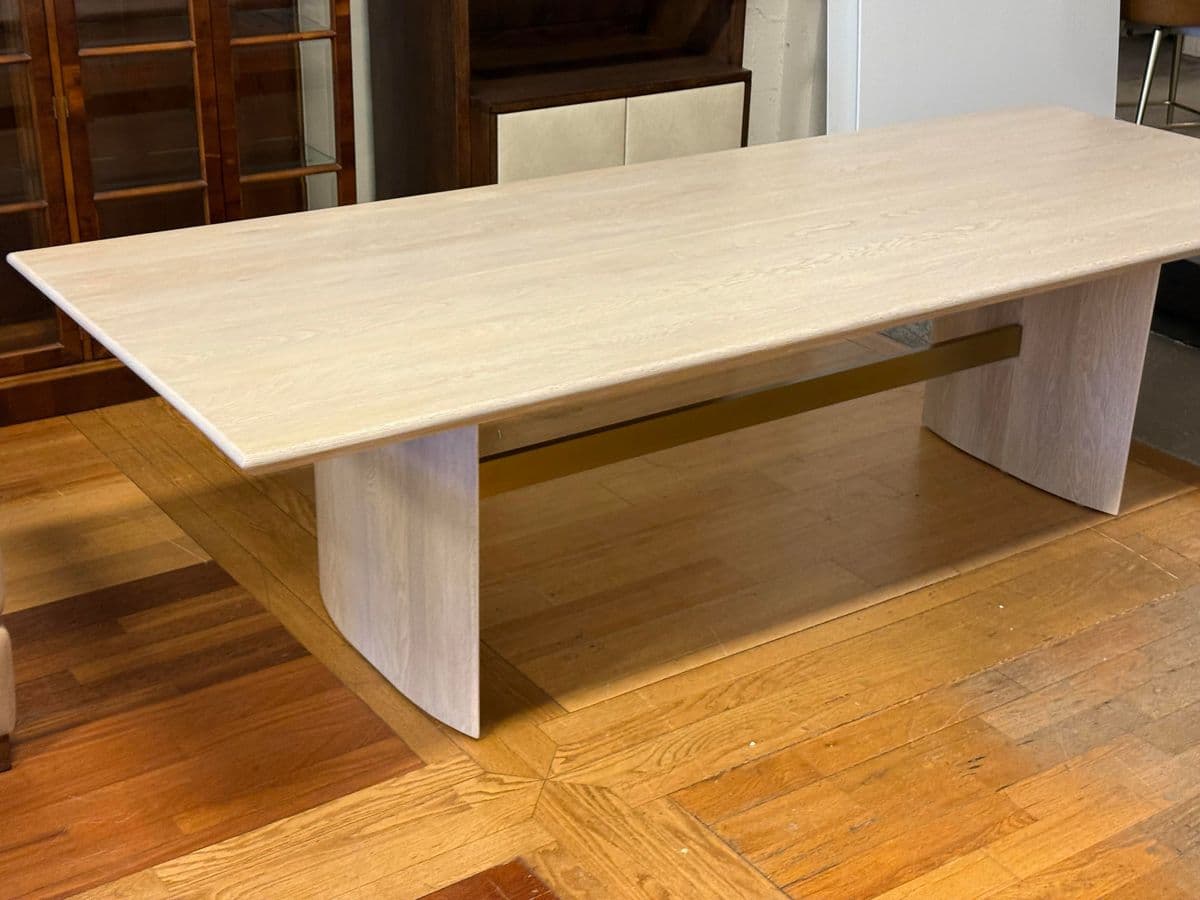 Custom Design Double Pedestal Light Oak Wood Dining Table - Thumbnail 5