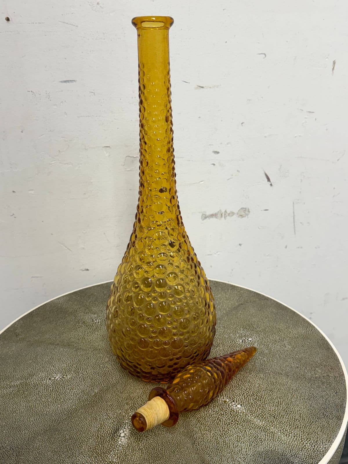 Italian Hand Blown Amber Vessel With Stopper - Thumbnail 4