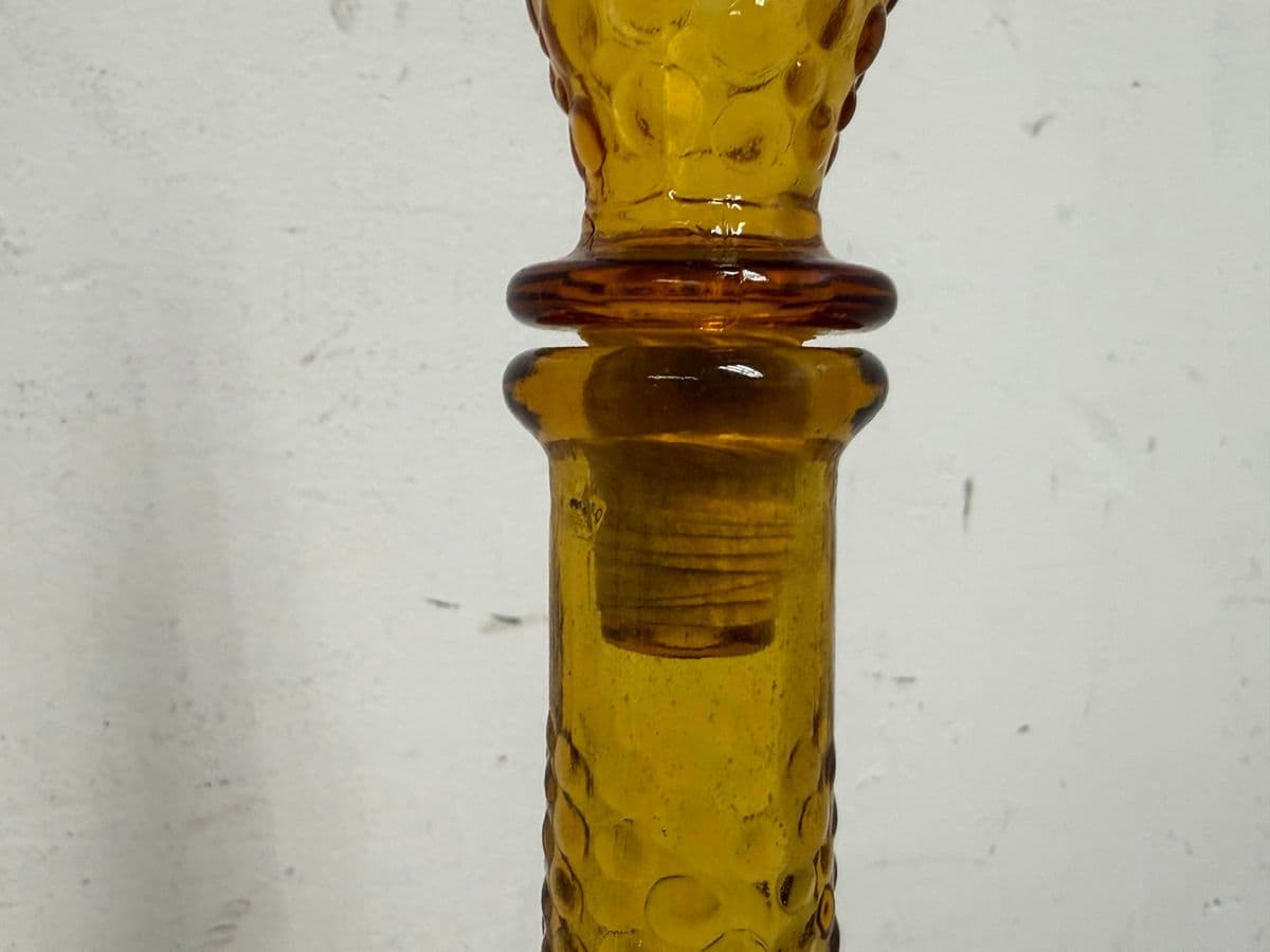 Italian Hand Blown Amber Vessel With Stopper - Thumbnail 9