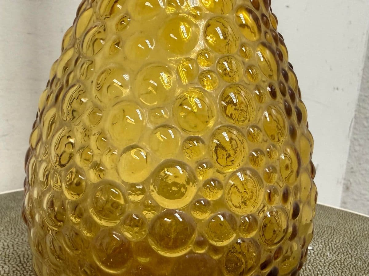 Italian Hand Blown Amber Vessel With Stopper - Thumbnail 12