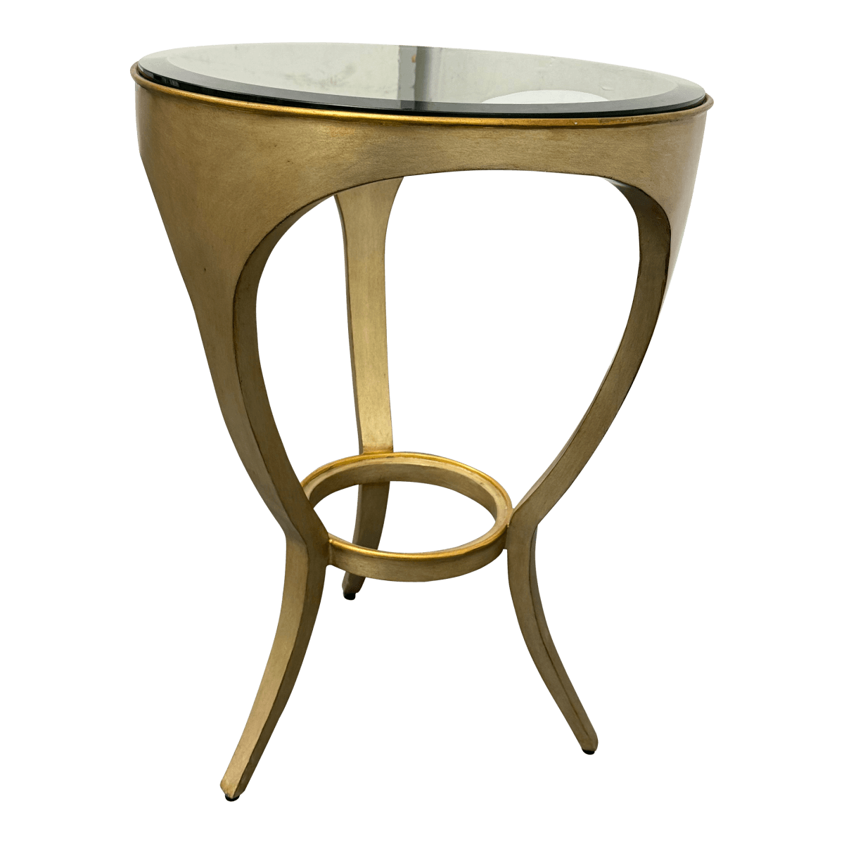 Elle Decor Shaped Metal With Brass Finish Side Table - Thumbnail 2