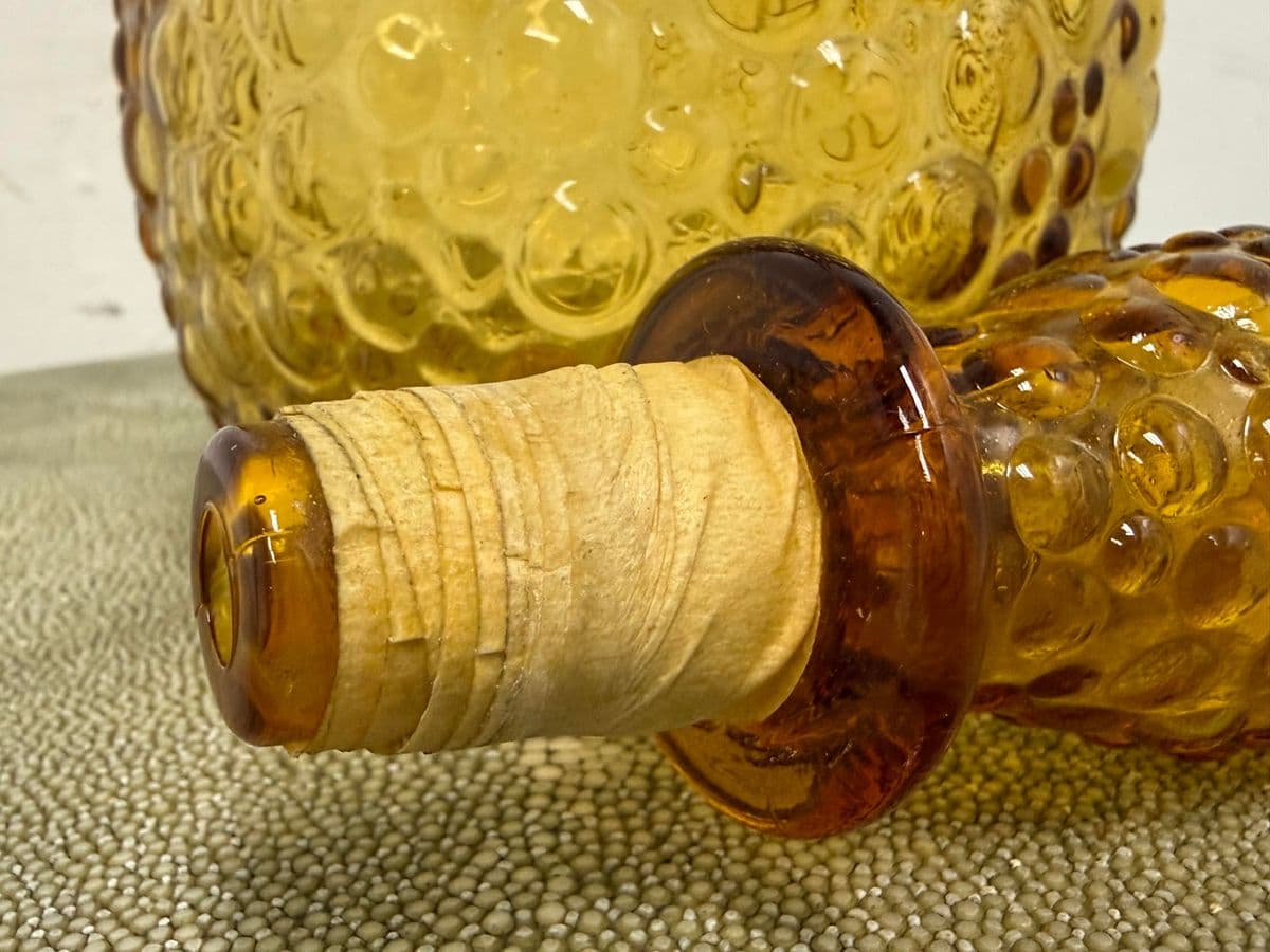 Italian Hand Blown Amber Vessel With Stopper - Thumbnail 5
