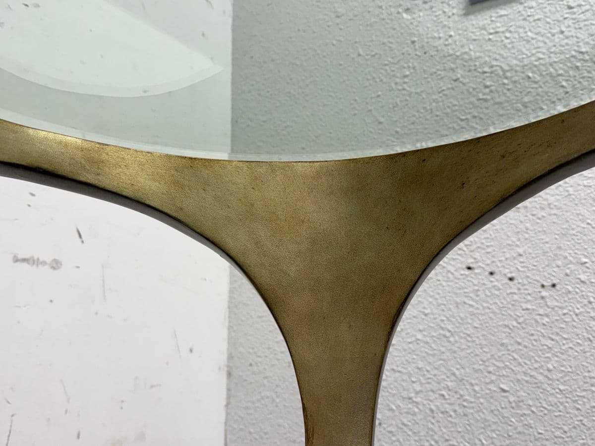 Elle Decor Shaped Metal With Brass Finish Side Table - Thumbnail 6