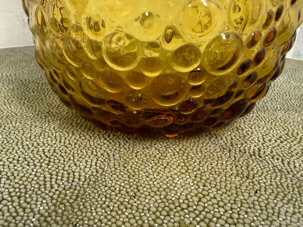 Italian Hand Blown Amber Vessel With Stopper - Thumbnail 11