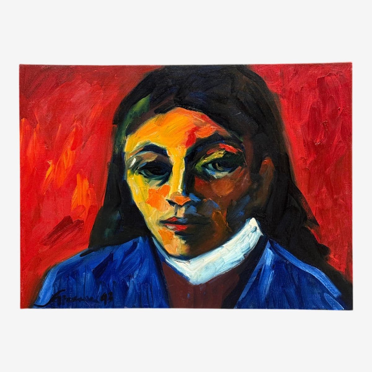 Circa 1993 Sarena Rosenfeld "One False Move" Original Painting, Signed - Image 1